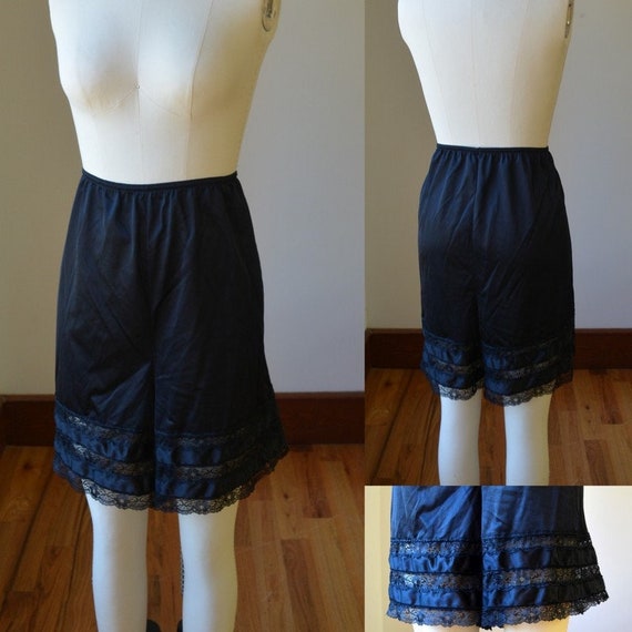 Vintage Black Lace Nylon Tap Panties Size XXL - image 1