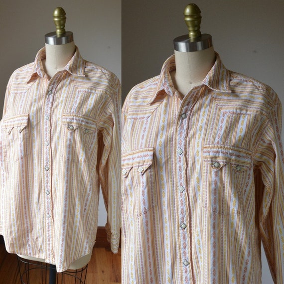 Vintage Long Sleeve Southwestern Style Snap Shirt… - image 1