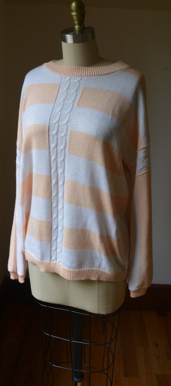 1990's Vintage Peach Slouchy Sweater Size Large, … - image 2