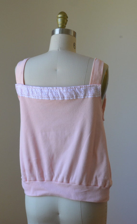 1980's Vintage Pink/Peach Handmade Summer Top Wit… - image 8