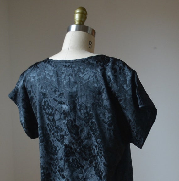 Vintage Black Floral Shell Top Blouse By Habits S… - image 7