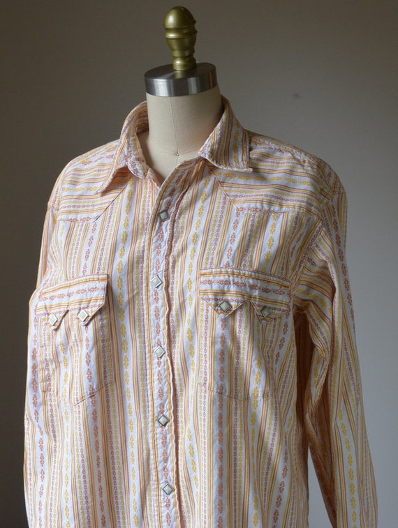 Vintage Long Sleeve Southwestern Style Snap Shirt… - image 3