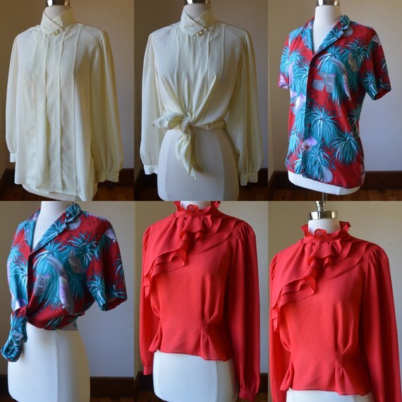 Vintage Bundle Of Three Button Down Dress Blouses