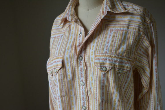 Vintage Long Sleeve Southwestern Style Snap Shirt… - image 10