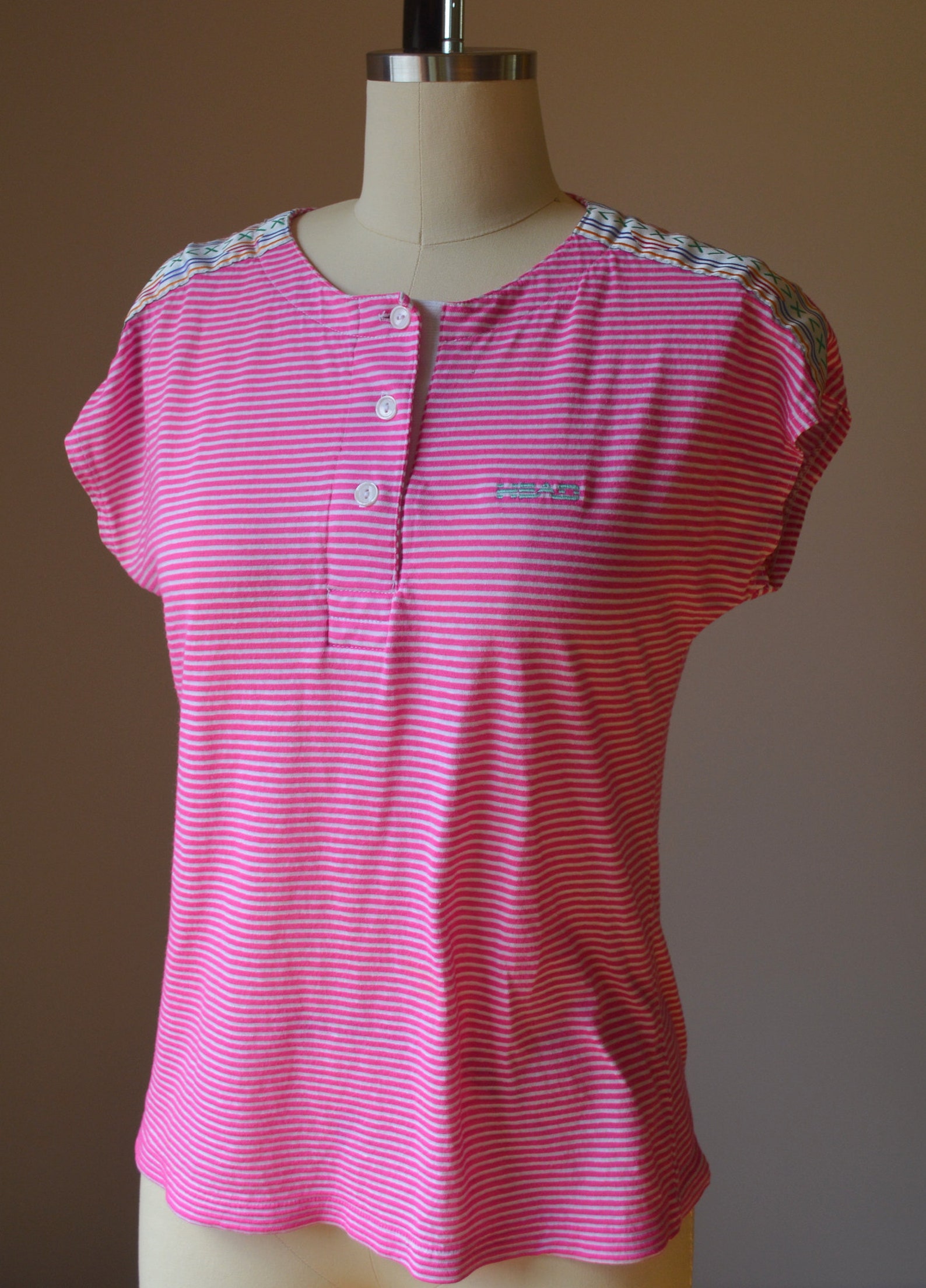 Vintage Pink Striped Retro Shirt By Head Size Small Vintage | Etsy
