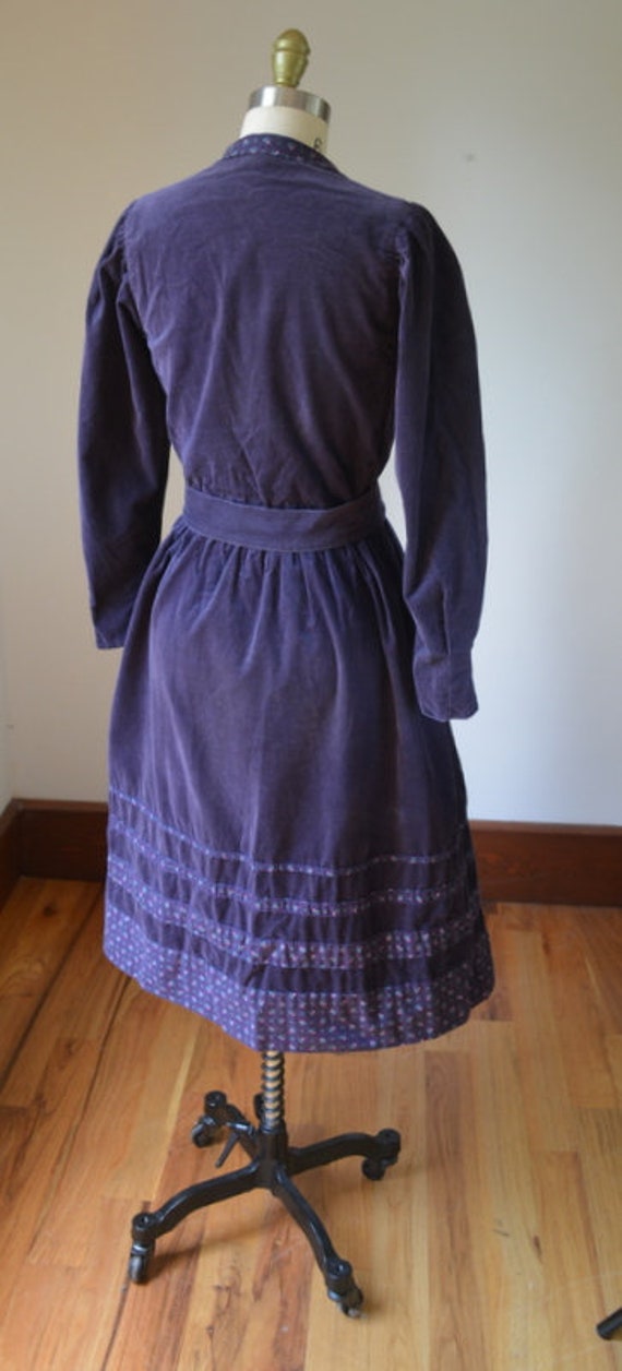 Vintage Deep Purple Corduroy Apron Dress With Poc… - image 8