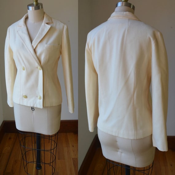 1980's Cropped Fitted Ivory/off white Basic Essen… - image 1