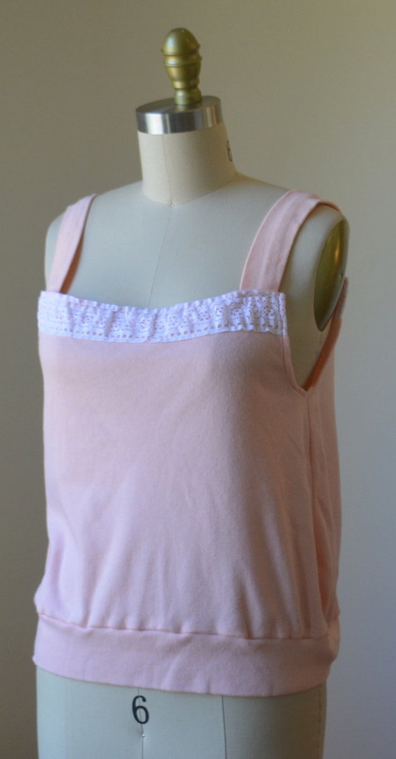 1980's Vintage Pink/Peach Handmade Summer Top Wit… - image 4