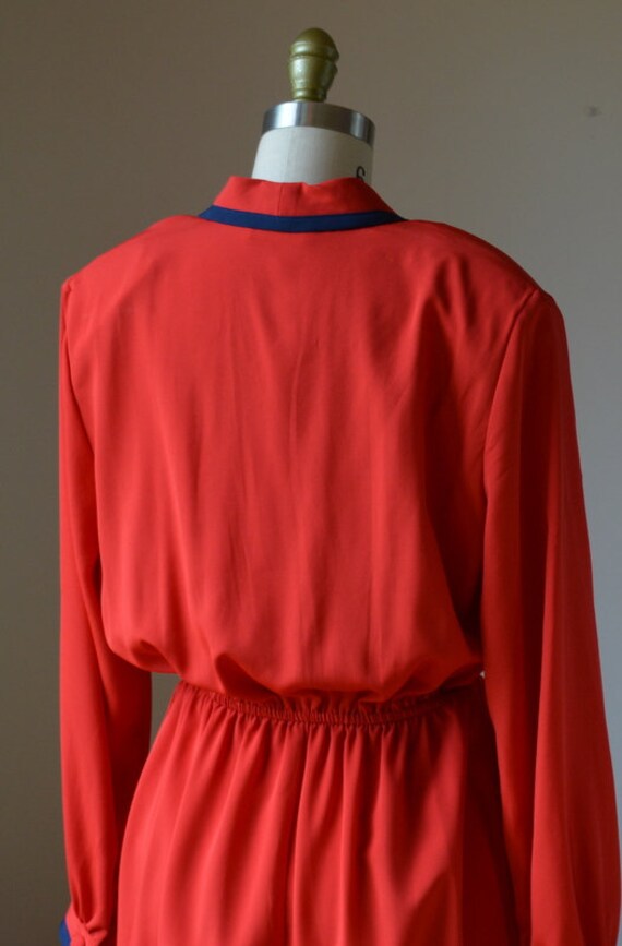 Vintage Bright Red Beautiful Blouson Dress By Han… - image 9