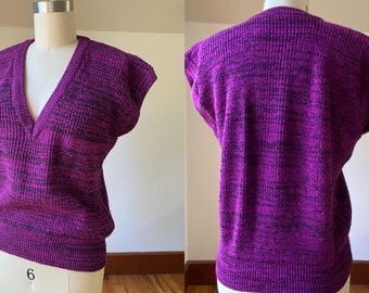 90’s purple sweater vest women’s size small, Sweater Vest Size Small, Vintage 90's Fuchsia pink/ purple sweater vest