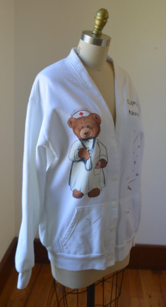 Vintage "Special Nurse" Cardigan Sweatshirt Size … - image 7