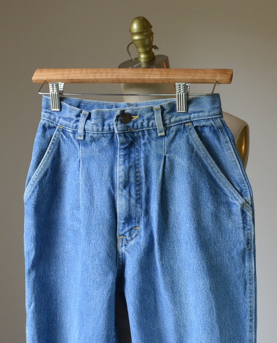 80’s High Waist Pleated Denim Jeans By Lee Waist … - image 3