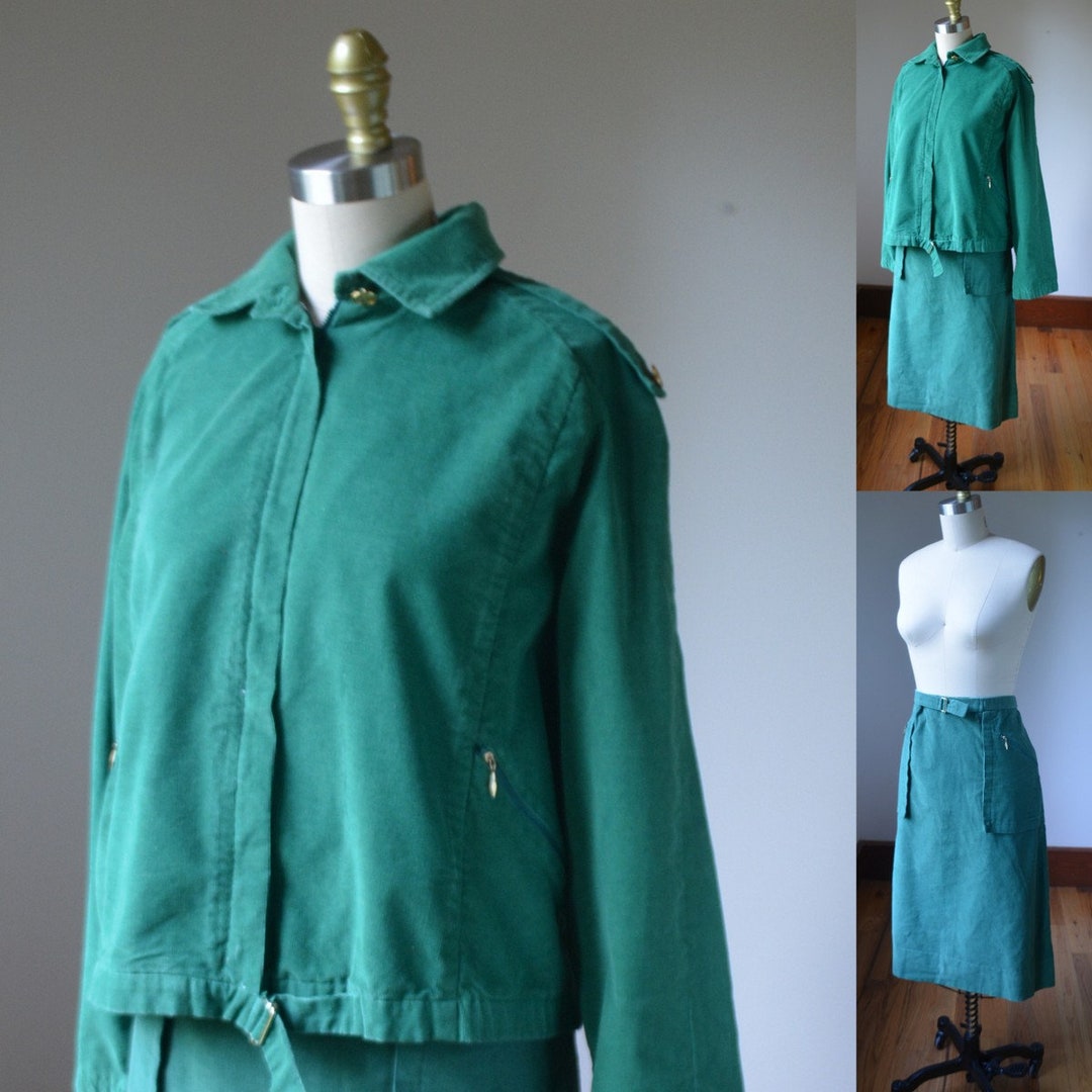1970's Two Piece Green Corduroy Jacket and Skirt Set by - Etsy