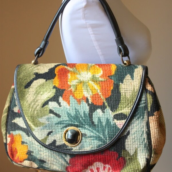 1960's Over Sized Needle Point Style Handbag By Jaclyn