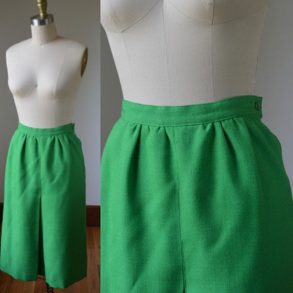 Vintage Kelly Green Lined Skirt Women's 6/8, Brigh