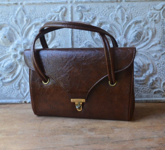 XL 1970's-80's Brown PYTHON Skin BIRKIN Style Bag with Lock & Key