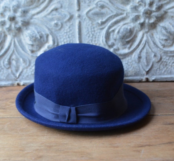Vintage 1990's Blue Wool Felt Hat Size Small By S… - image 1