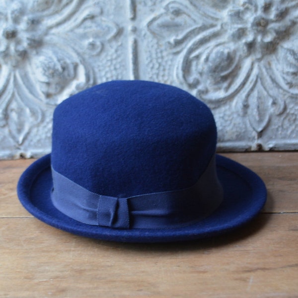 Vintage 1990's Blue Wool Felt Hat Size Small By Street Smart