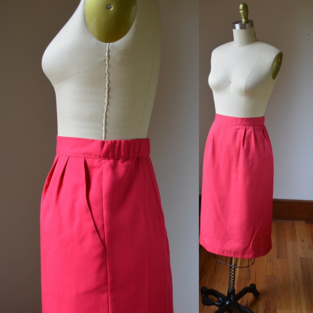 Vintage 80s Pumpkin Skirt High Waist