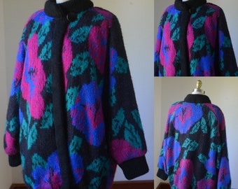 90's Oversized Slouchy Sweater Jacket By R. Ramblers Size Medium, Oversized Warm Sweater Jacket Size Medium, Vintage Sweater Jacket