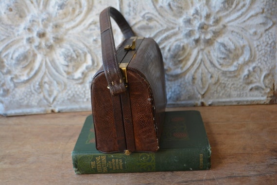 1940/50's Brown Leather Kelly Bag, Vintage Brown … - image 5