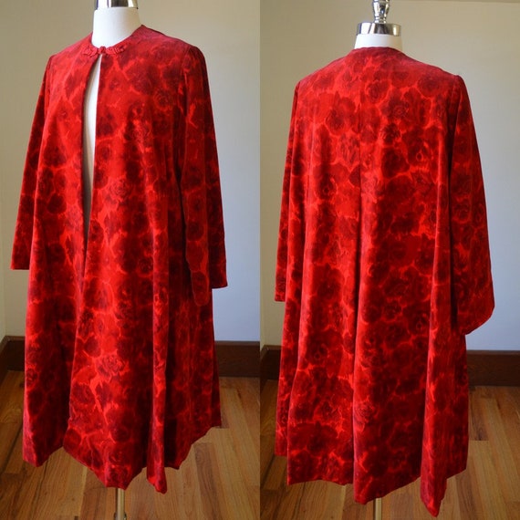 1950's Lipstick Red Velvet Rose Cape Size Small By
