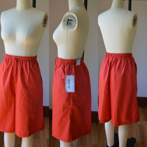 Vintage New Old Stock Red Bermuda/Culotte Red Pul… - image 1