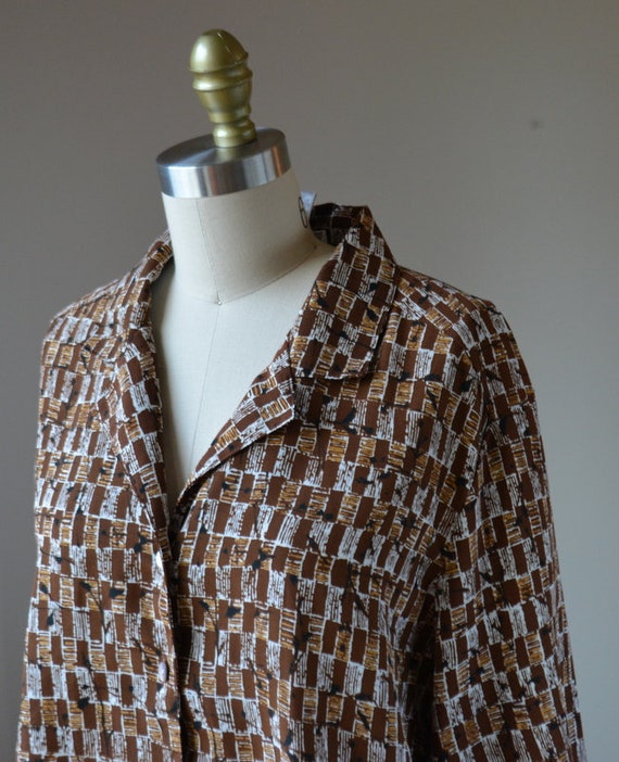 80's Vintage Brown Dress Blouse By Jordan Woman S… - image 3