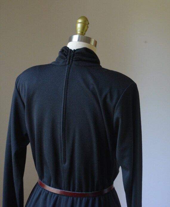 1980's Black Twisted Mockneck Long Sleeve Dress W… - image 7