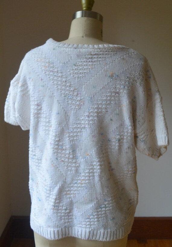 1980's White And Pastel Short Sleeve Sweater Wome… - image 7