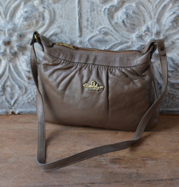 1980's Taupe Leather Crossbody Etienne Aigner Hand