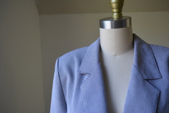 1990's Two Piece Blue and White Skirt Suit Size 1… - image 9