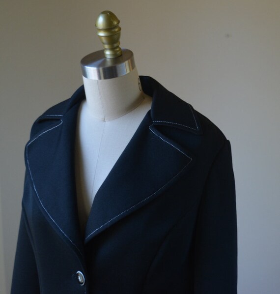 1970's Vintage Black Blazer With Oversized Collar… - image 3