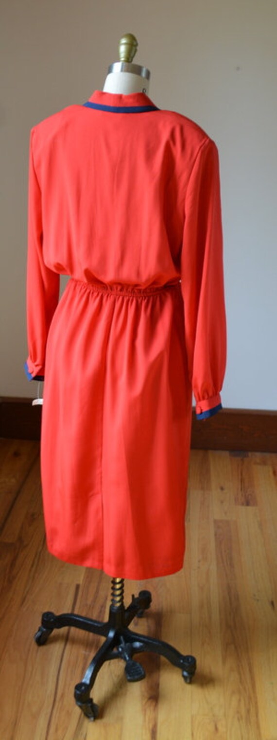 Vintage Bright Red Beautiful Blouson Dress By Han… - image 8