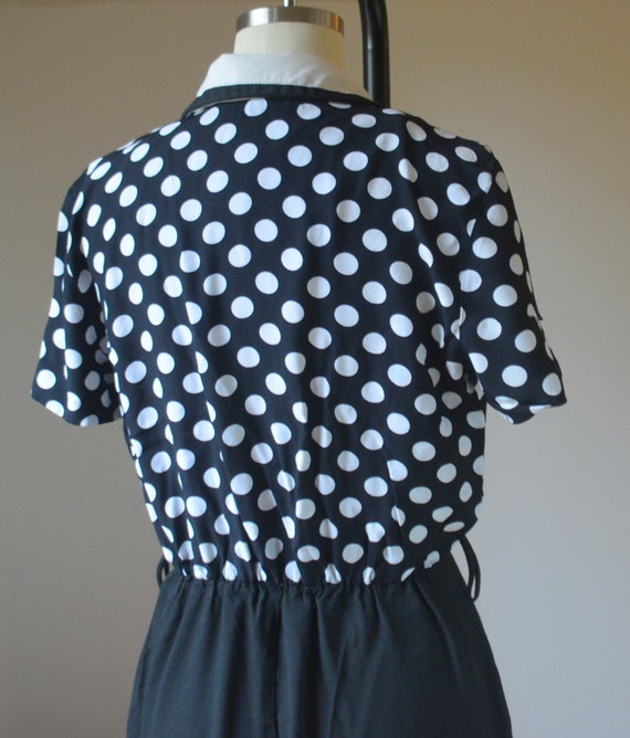 1980's  Black And White Polka Dot Pants Jumper By… - image 8