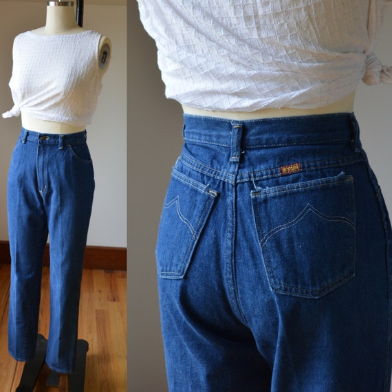 1980's Vintage Women's Denim Jeans By Rustler 27/… - image 1