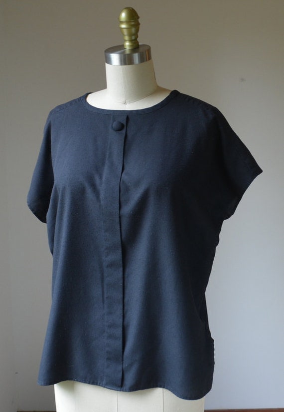 1960's Black Shell Top Blouse By Nouveau Size Med… - image 9