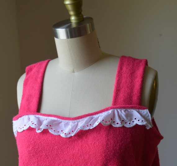 1980's Vintage Pink Handmade Terry Cloth Summer T… - image 6