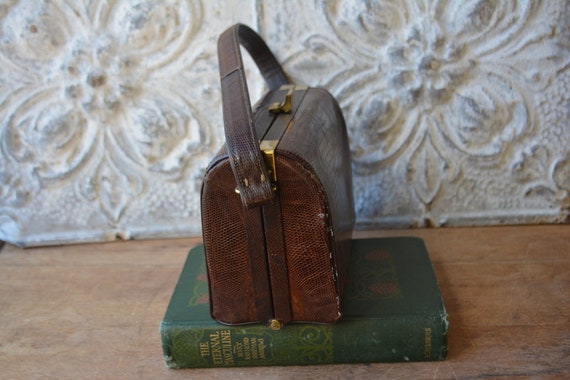 1940/50's Brown Leather Kelly Bag, Vintage Brown … - image 6