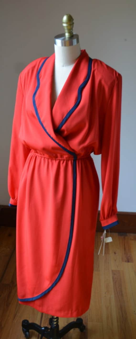 Vintage Bright Red Beautiful Blouson Dress By Han… - image 2