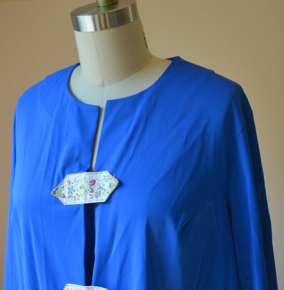 1980's Vintage Royal Blue Nylon Robe Women's Size… - image 3