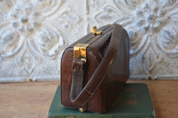 1940/50's Brown Leather Kelly Bag, Vintage Brown … - image 4