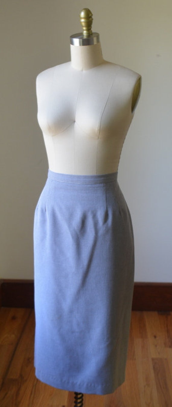 1990's Two Piece Blue and White Skirt Suit Size 1… - image 3