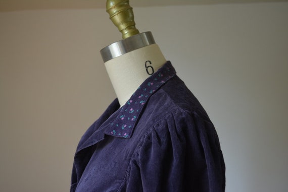 Vintage Deep Purple Corduroy Apron Dress With Poc… - image 5