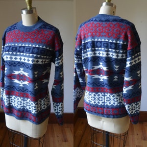 90&#39;s Vintage Aztec Style Southwestern Design Sweater Size Large By Rose
