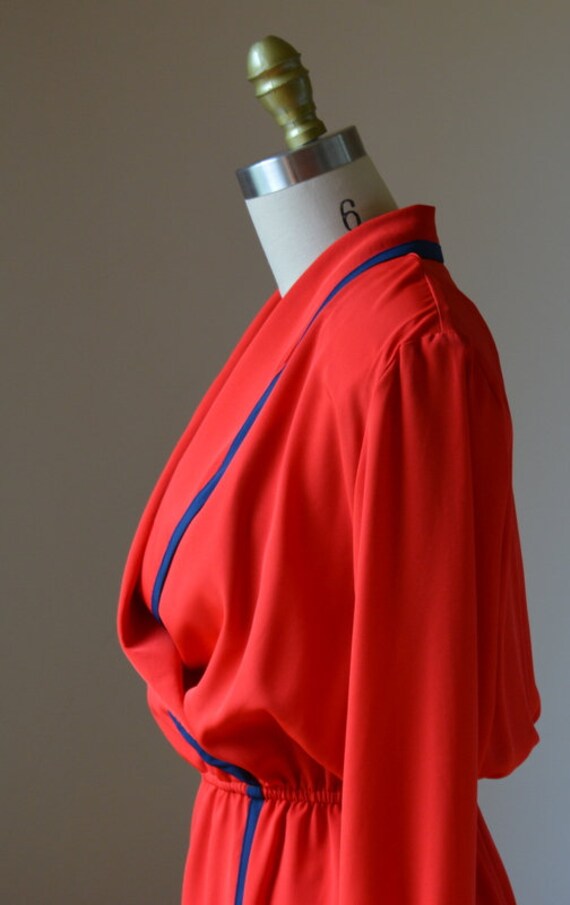 Vintage Bright Red Beautiful Blouson Dress By Han… - image 6