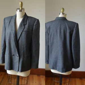 1990&#39;s Black Pin Striped Blazer By Raphaelo Women&#39;s Size 6/8 Medium