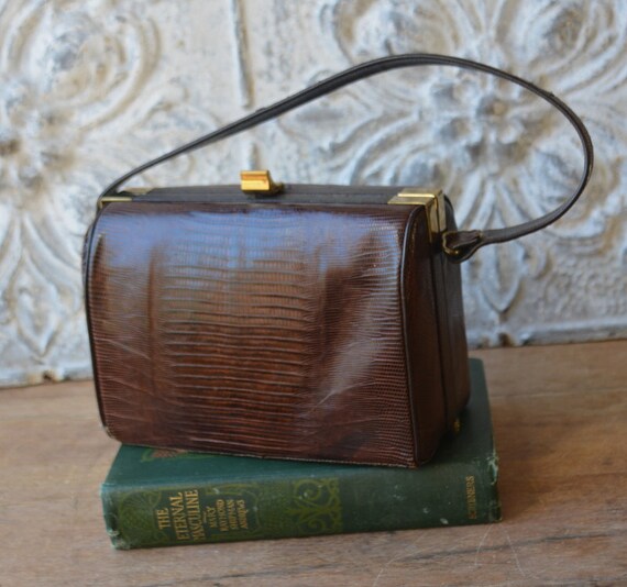 1940/50's Brown Leather Kelly Bag, Vintage Brown … - image 8