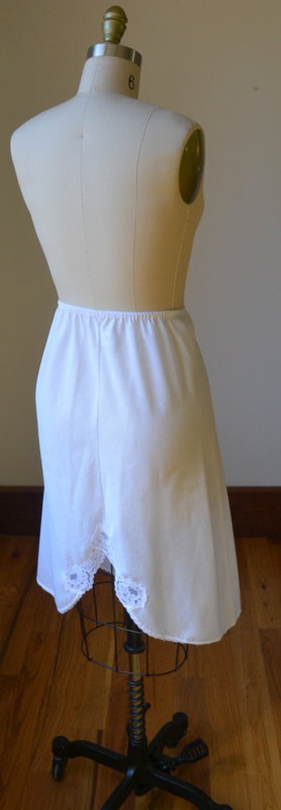 Vintage White Cotton Blend Skirt Slip Women's Siz… - image 6