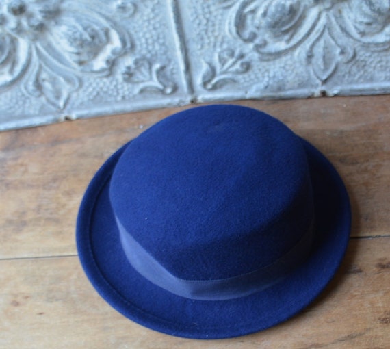 Vintage 1990's Blue Wool Felt Hat Size Small By S… - image 6